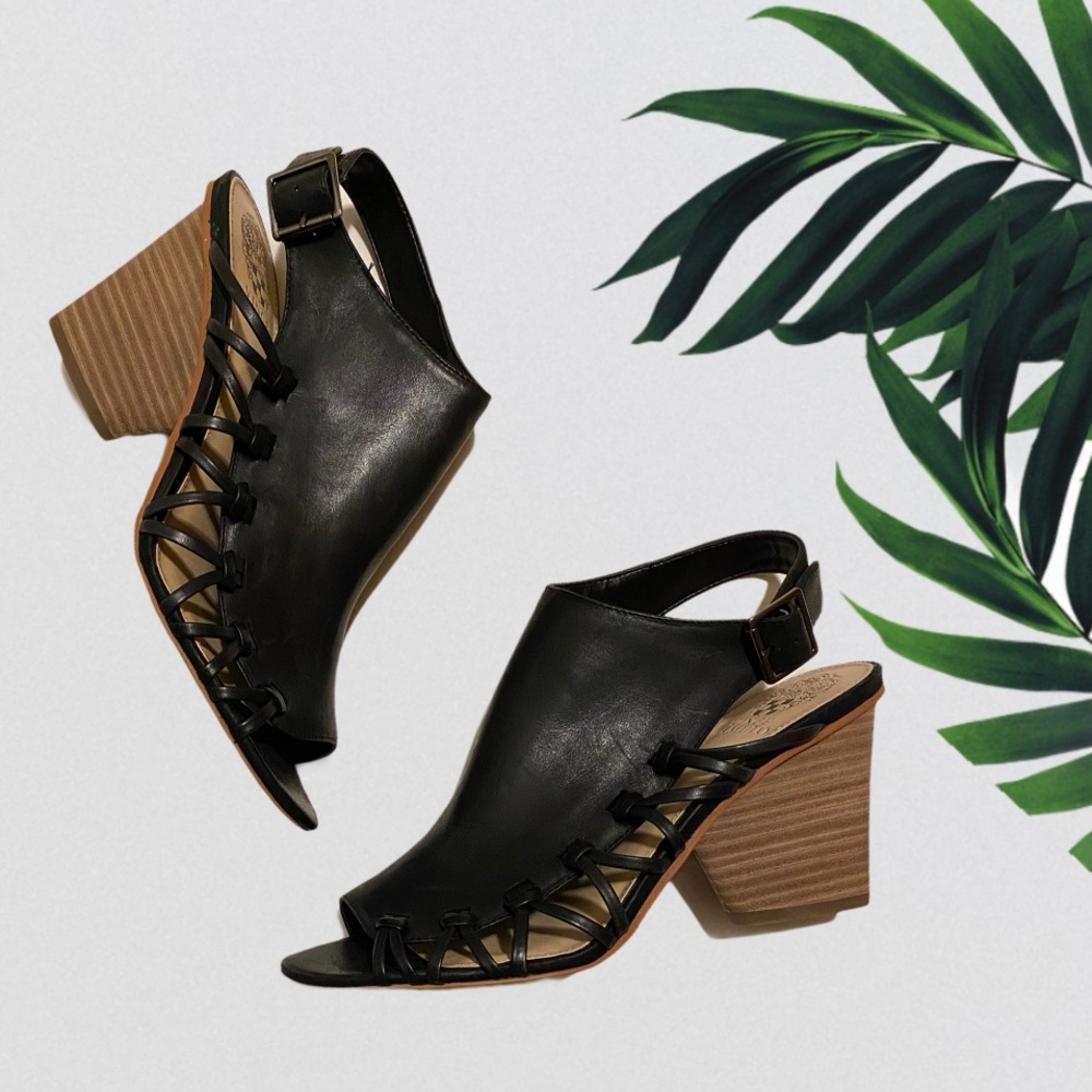 Vince Camuto Leather Slingback Block Heels